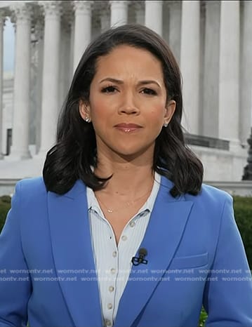 Laura's blue ribbed top and blazer on Today