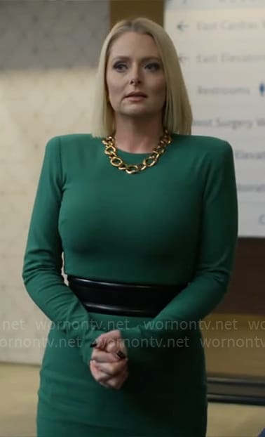 Lexi's green long sleeve dress on Not Dead Yet