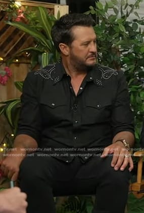 Luke Bryan's black studded western shirt on Good Morning America
