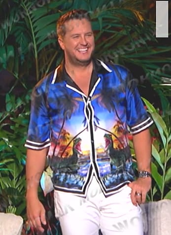 Luke Bryan's dinosaur print hawaiian shirt on American Idol
