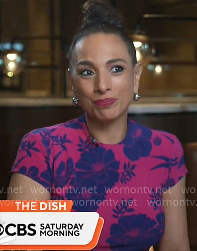 Michelle Miller's pink and blue floral dress on CBS Mornings