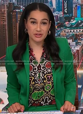 Morgan's black printed top on NBC News Daily