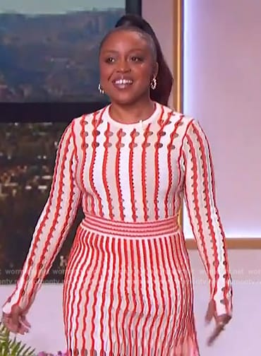 Quinta's cutout stripe top and skirt on The Jennifer Hudson Show