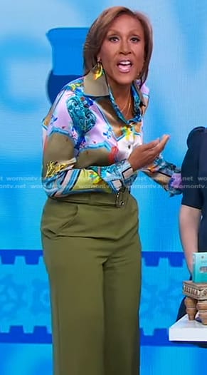 Robin's green belted pants on Good Morning America