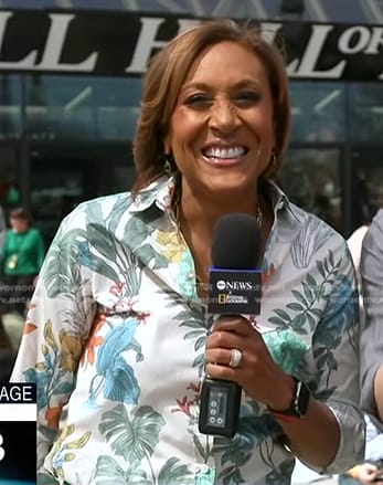 Robin's white floral print blouse on Good Morning America