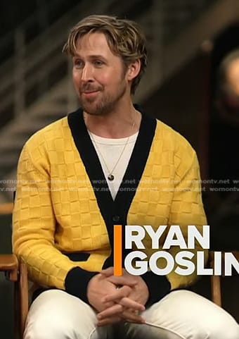 Ryan Gosling's yellow contrast trim cardigan on Today