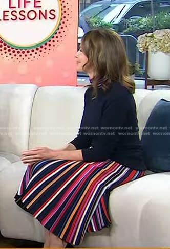 Dr. Samantha Boardman's navy turtleneck sweater and striped skirt on Today