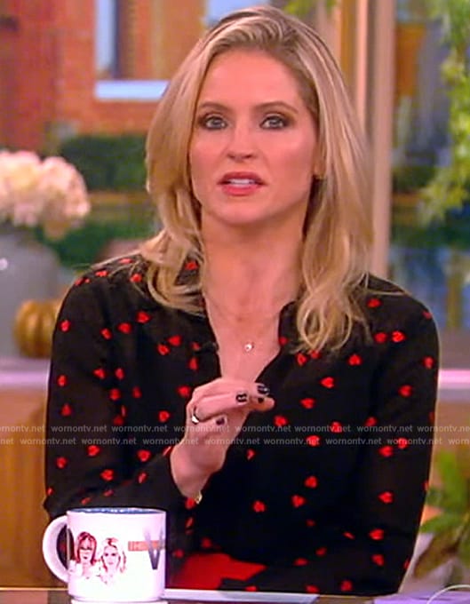 Sara's black heart print blouse on The View