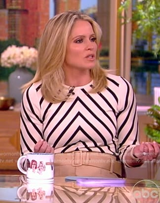 Sara's chevron stripe top and belted skirt on The View