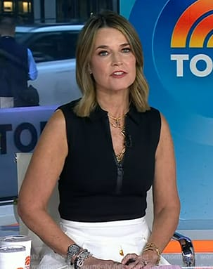 Savannah's black vest and skirt on Today