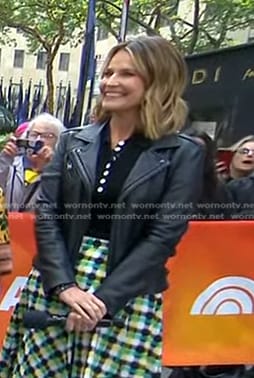 Savannah's black leather moto jacket on Today