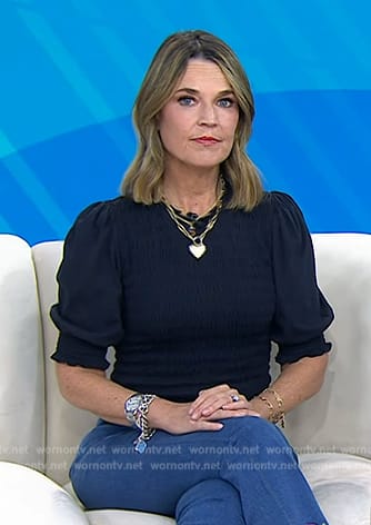 Savannah’s navy smocked top on Today