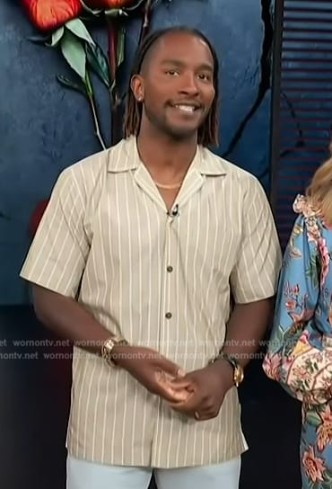Scott's beige stripe shirt on Access Hollywood