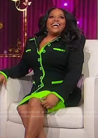 Sherri's black and green contrast blazer dress on Sherri