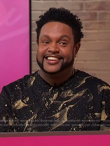 Jawn's black splatter print sweater on Sherri