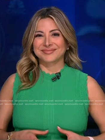Silvana Henao's green scalloped trim dress on NBC News Daily