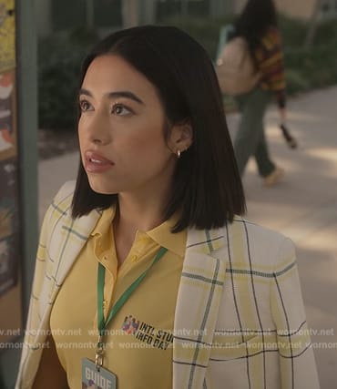 Sophia's yellow plaid blazer on Grown-ish