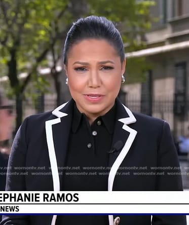 Stephanie's black tipped blazer on Good Morning America