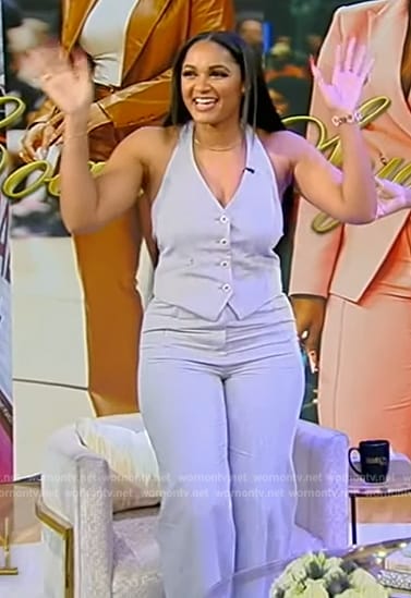 Sydney Carter's blue button vest and pants on Tamron Hall Show