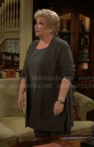 Traci's olive cardigan on The Young and the Restless