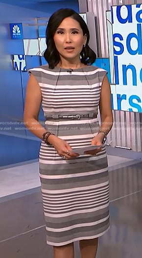Vicky's grey striped sheath dress on NBC News Daily