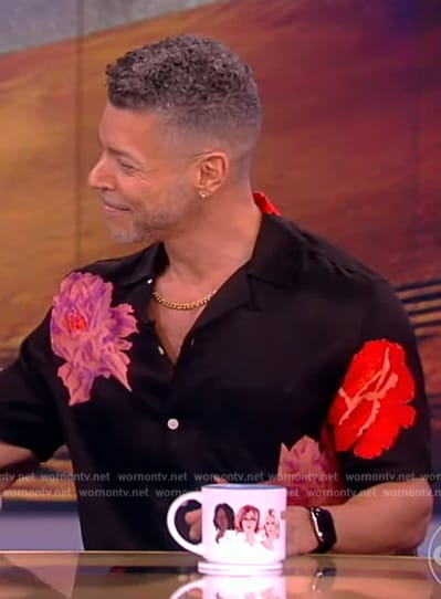 Wilson Cruz's black floral print shirt on The View
