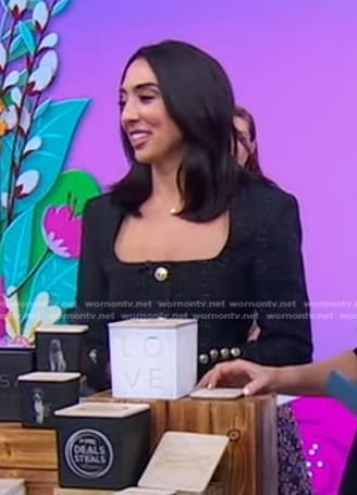 Annabelle DeGrazio's black dress with gold buttons on Good Morning America