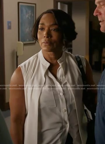 Athena's white sleeveless layered shirt on 9-1-1