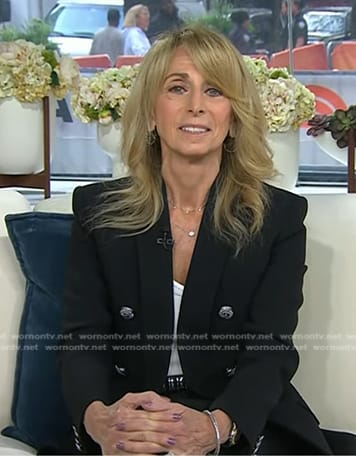 Bonnie Hammer's black double breasted blazer on Today