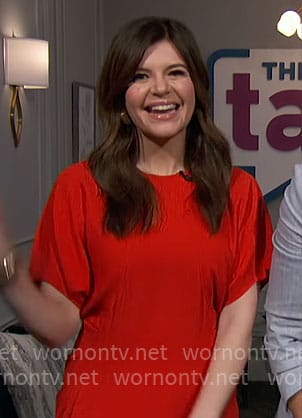 Casey Wilson's red midi dress on The Talk