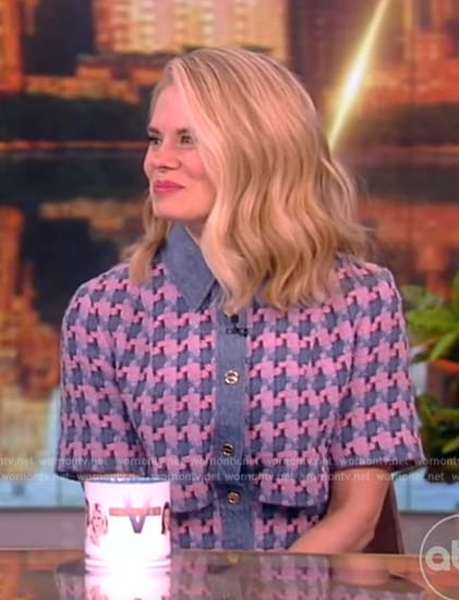Celia Keenan-Bolger's houndstooth tweed mini dress on The View