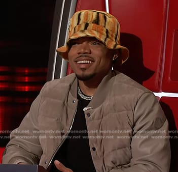 Chance's grey quilted bomber jacket on The Voice