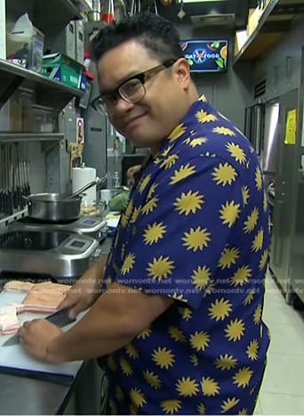 Dale Talde's blue sun print shirt on Today