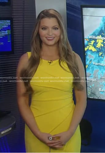 Dani's yellow sleeveless sheath dress on Good Morning America