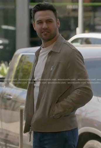 Eddie's sand suede zip jacket on 9-1-1