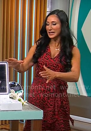 Elizabeth Werner's red leopard print dress on CBS Mornings