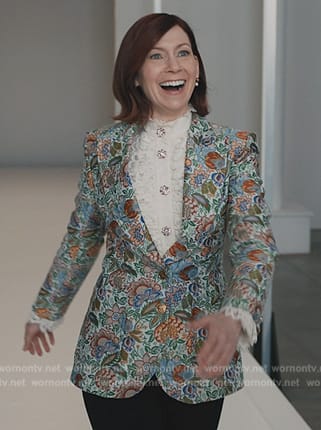 Elsbeth's floral jacquard blazer on Elsbeth