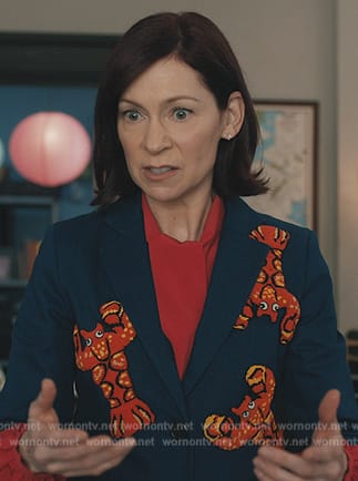 Elsbeth's blue lobster print blazer on Elsbeth