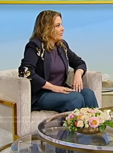 Erica Taylor's navy embellished blazer on Tamron Hall Show