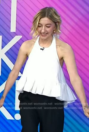 Heidi Gardner's white ruffle hem top on Today