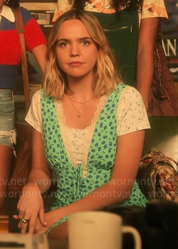 Imogen's green floral lace-trim dress on Pretty Little Liars Original Sin