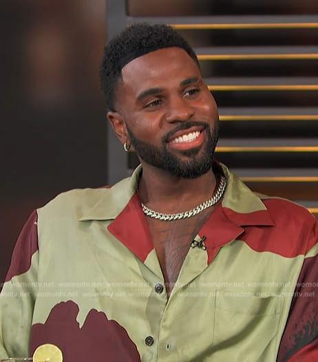 Jason Derulo's green floral print shirt on Access Hollywood