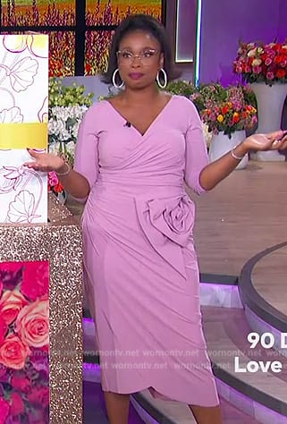 Jennifer's pink rose applique dress on The Jennifer Hudson Show