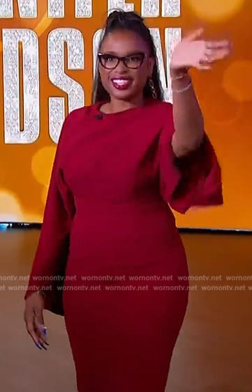 Jennifer's red cape dress on The Jennifer Hudson Show