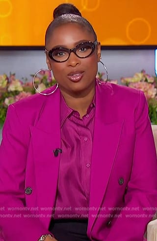 Jennifer's pink double breasted blazer on The Jennifer Hudson Show