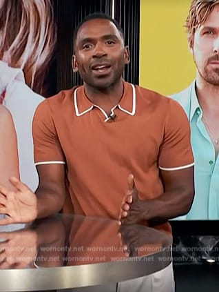 Justin's orange tipped polo on E! News