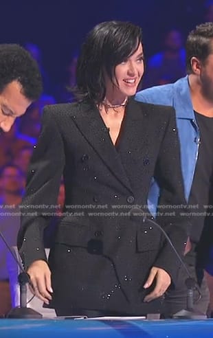 Katy's black embellished blazer on American Idol