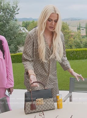 Khloe's monogram logo pajamas on The Kardashians