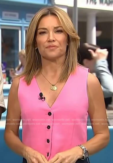 Kit's pink button vest on Access Hollywood