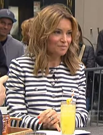 Kit's striped button front jacket on Access Hollywood